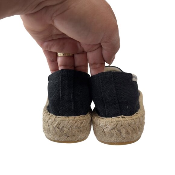 Soludos Womens Black Espadrille Flats Size 7 Canvas & Jute Slip-On Shoes - Picture 8 of 16